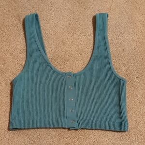 Aerie Blue Snap Cropped Tank